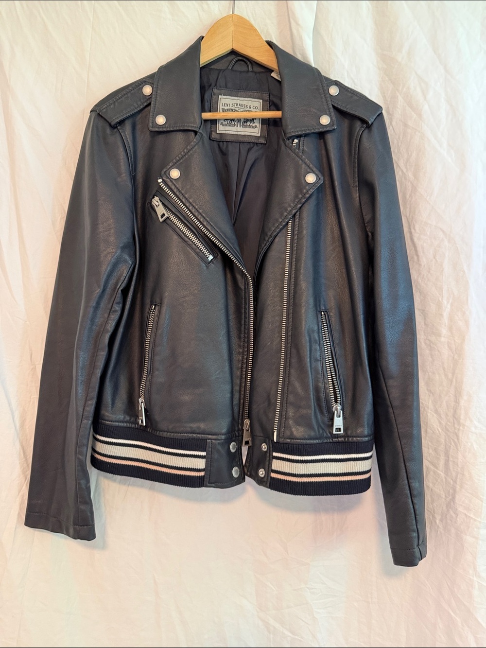 Levi's Black Leather Bomber Moto Jacket